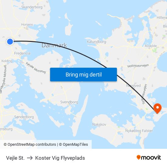 Vejle St. to Koster Vig Flyveplads map