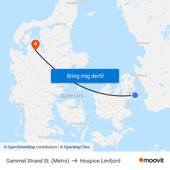 Gammel Strand St. (Metro) to Hospice Limfjord map