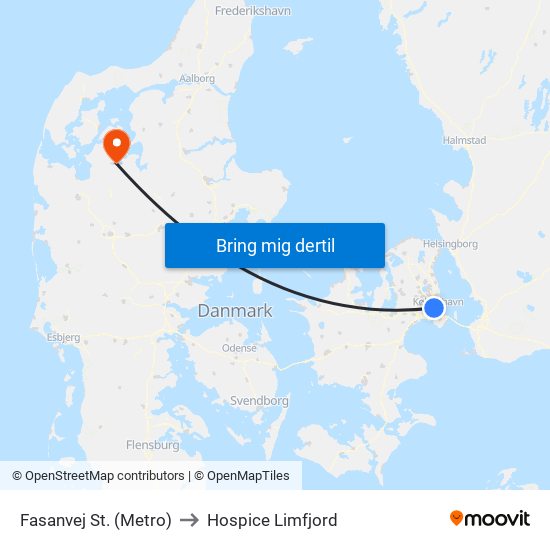 Fasanvej St. (Metro) to Hospice Limfjord map