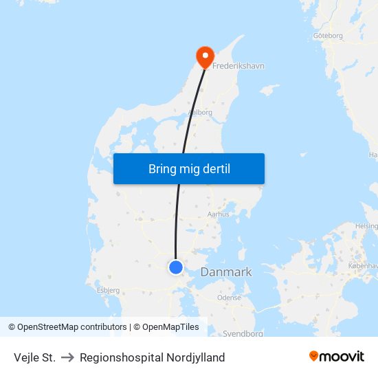Vejle St. to Regionshospital Nordjylland map