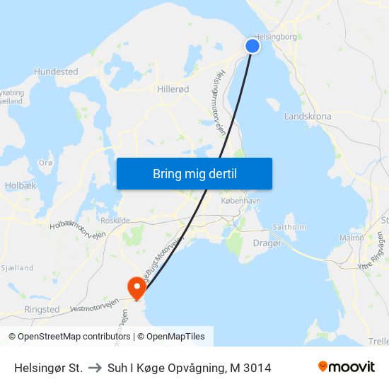 Helsingør St. to Suh I Køge Opvågning, M 3014 map