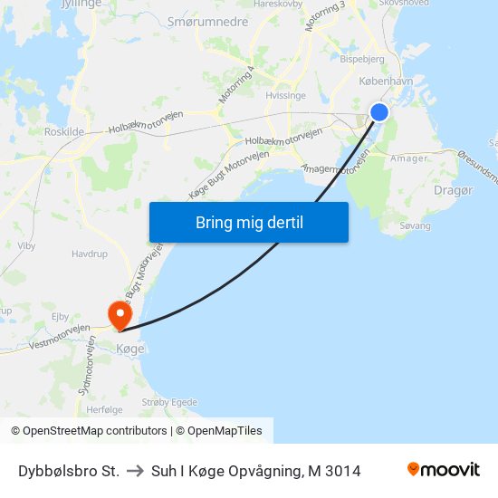 Dybbølsbro St. to Suh I Køge Opvågning, M 3014 map