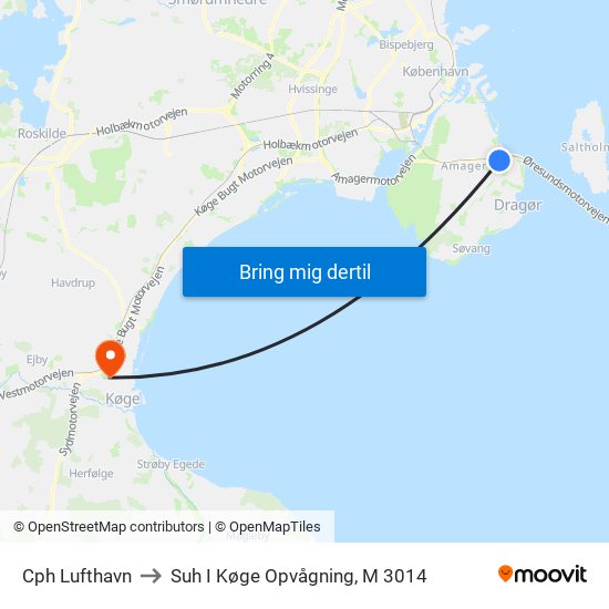 Cph Lufthavn to Suh I Køge Opvågning, M 3014 map