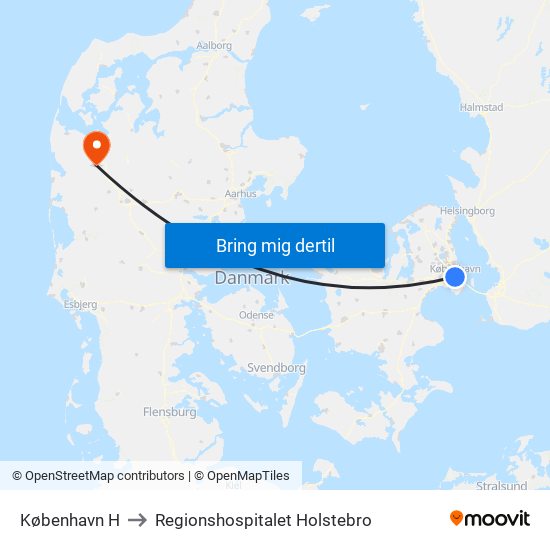 København H to Regionshospitalet Holstebro map