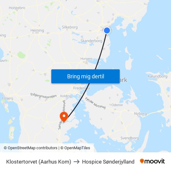 Klostertorvet (Aarhus Kom) to Hospice Sønderjylland map