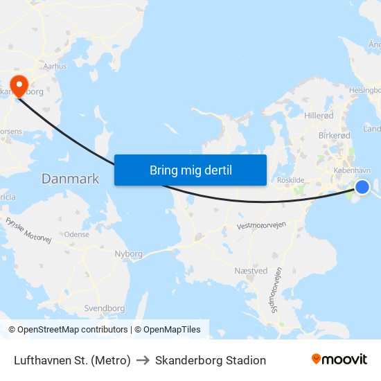 Lufthavnen St. (Metro) to Skanderborg Stadion map