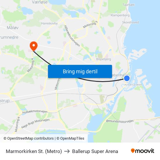 Marmorkirken St. (Metro) to Ballerup Super Arena map