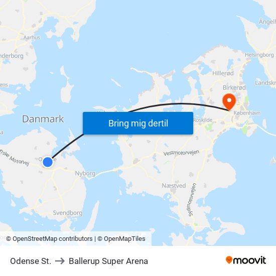 Odense St. to Ballerup Super Arena map