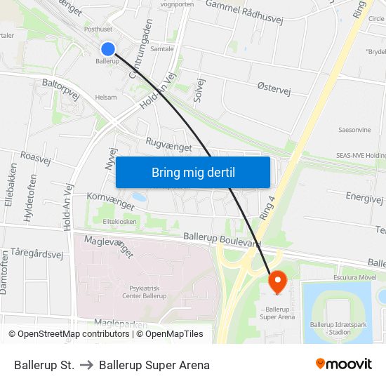 Ballerup St. to Ballerup Super Arena map