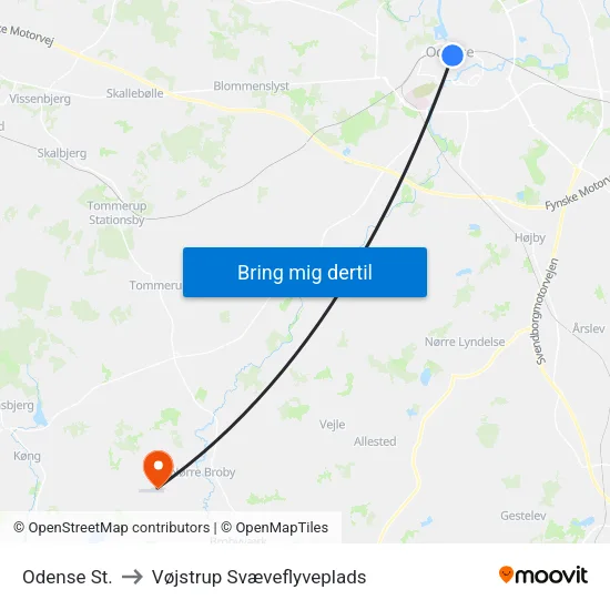 Odense St. to Vøjstrup Svæveflyveplads map