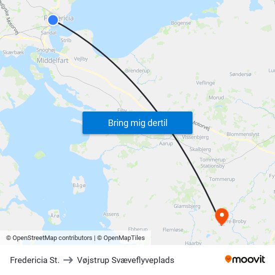 Fredericia St. to Vøjstrup Svæveflyveplads map