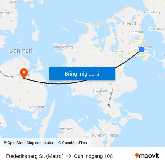 Frederiksberg St. (Metro) to Ouh Indgang 108 map