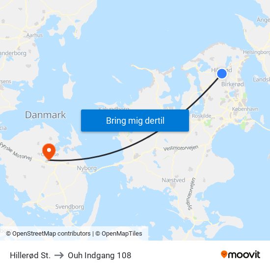 Hillerød St. to Ouh Indgang 108 map