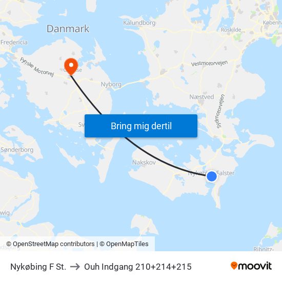 Nykøbing F St. to Ouh Indgang 210+214+215 map