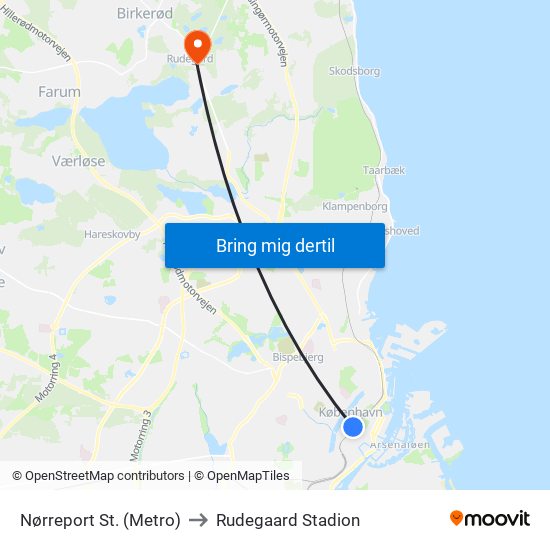 Nørreport St. (Metro) to Rudegaard Stadion map