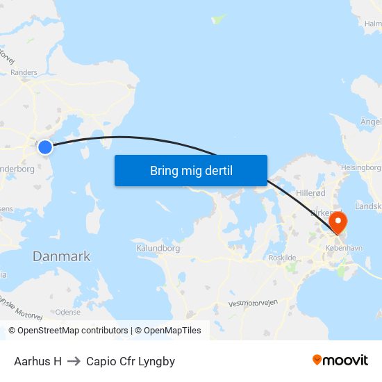 Aarhus H to Capio Cfr Lyngby map