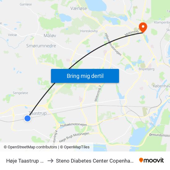 Høje Taastrup St. to Steno Diabetes Center Copenhagen map