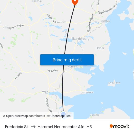 Fredericia St. to Hammel Neurocenter Afd. H5 map