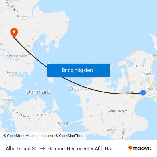 Albertslund St. to Hammel Neurocenter Afd. H5 map