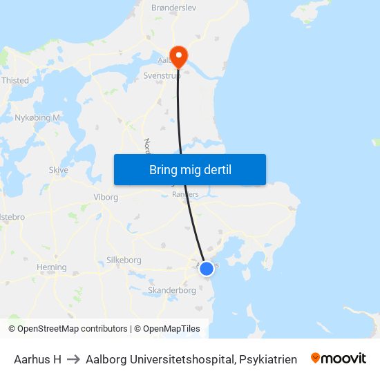 Aarhus H to Aalborg Universitetshospital, Psykiatrien map