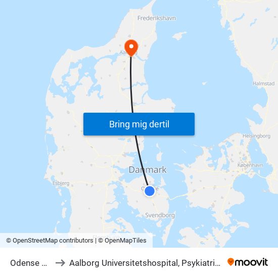 Odense St. to Aalborg Universitetshospital, Psykiatrien map