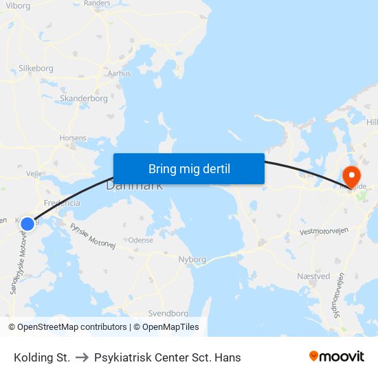 Kolding St. to Psykiatrisk Center Sct. Hans map