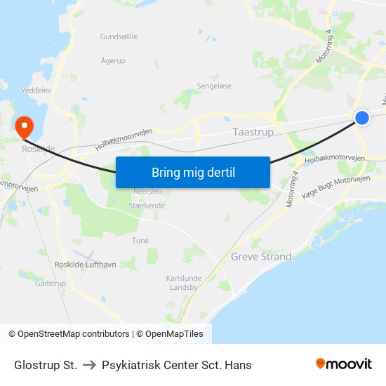 Glostrup St. to Psykiatrisk Center Sct. Hans map