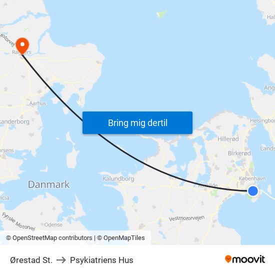 Ørestad St. to Psykiatriens Hus map