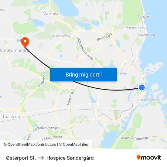 Østerport St. to Hospice Søndergård map