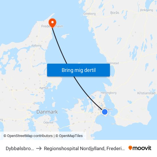 Dybbølsbro St. to Regionshospital Nordjylland, Frederikshavn map