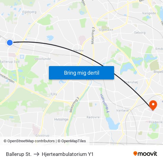 Ballerup St. to Hjerteambulatorium Y1 map