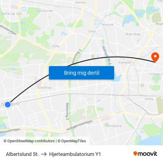 Albertslund St. to Hjerteambulatorium Y1 map