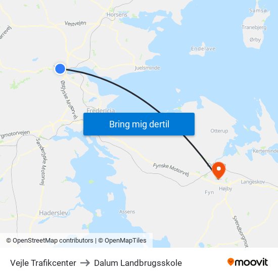 Vejle Trafikcenter to Dalum Landbrugsskole map