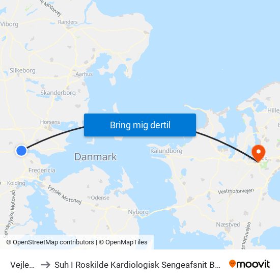 Vejle St. to Suh I Roskilde Kardiologisk Sengeafsnit B71, 07-313 map