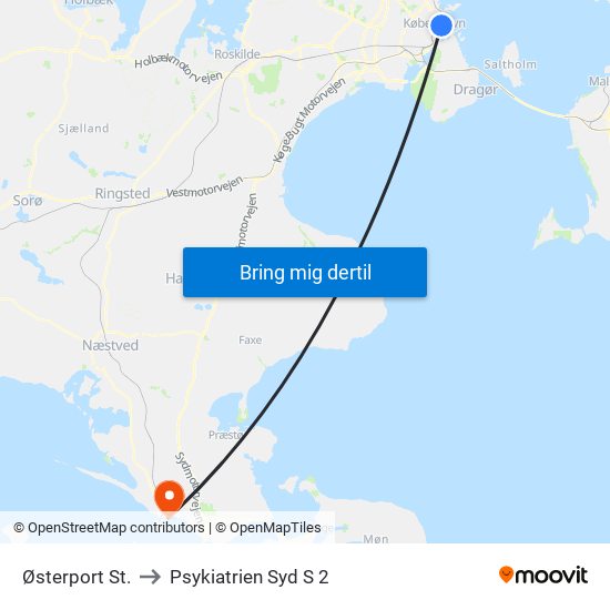 Østerport St. to Psykiatrien Syd S 2 map