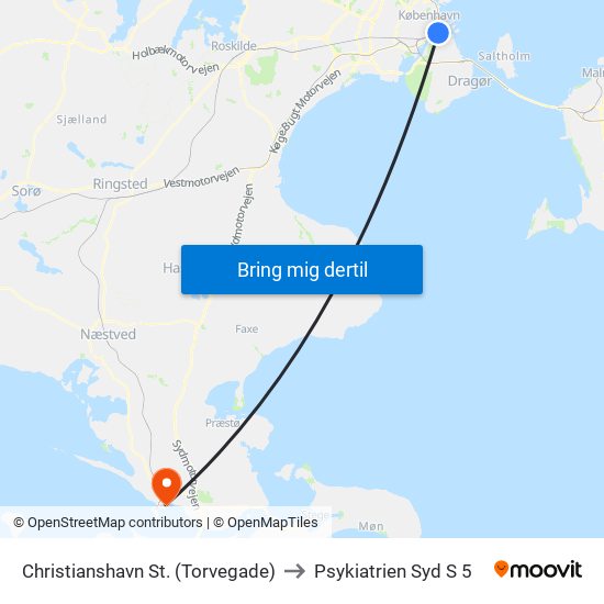 Christianshavn St. (Torvegade) to Psykiatrien Syd S 5 map