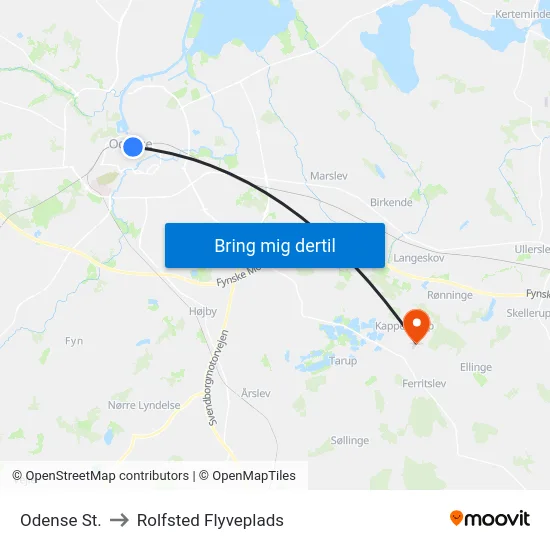 Odense St. to Rolfsted Flyveplads map