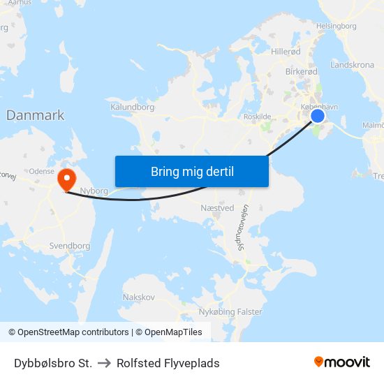 Dybbølsbro St. to Rolfsted Flyveplads map