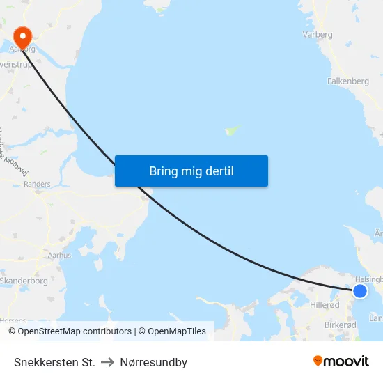 Snekkersten St. to Nørresundby map