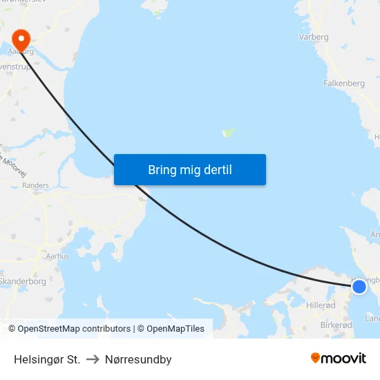 Helsingør St. to Nørresundby map