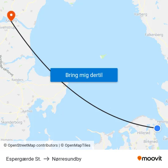 Espergærde St. to Nørresundby map