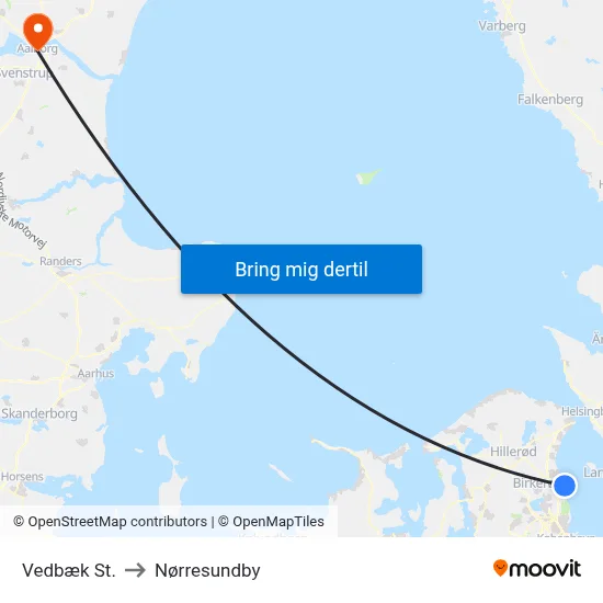 Vedbæk St. to Nørresundby map