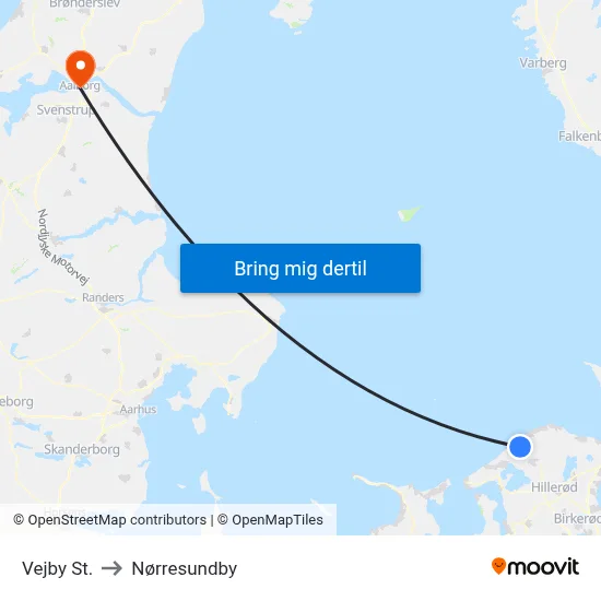 Vejby St. to Nørresundby map