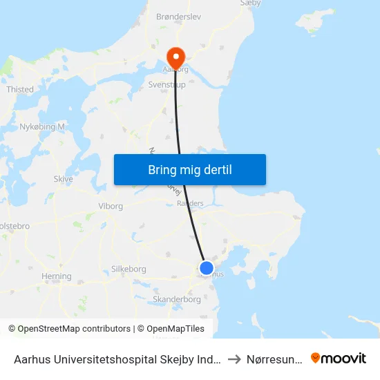 Aarhus Universitetshospital Skejby Indgang H to Nørresundby map