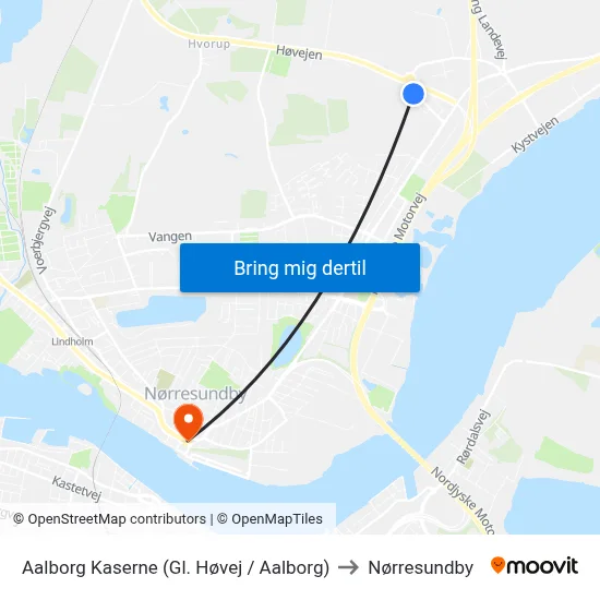Aalborg Kaserne (Gl. Høvej / Aalborg) to Nørresundby map