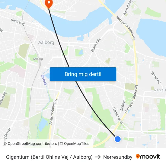 Gigantium (Bertil Ohlins Vej / Aalborg) to Nørresundby map