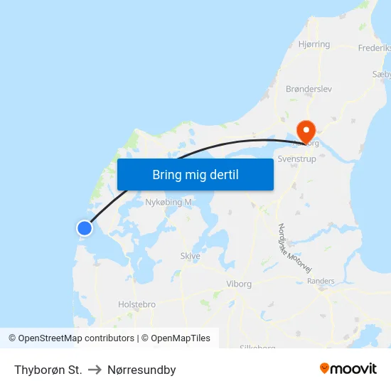 Thyborøn St. to Nørresundby map