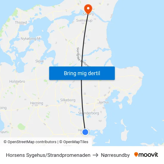 Horsens Sygehus/Strandpromenaden to Nørresundby map