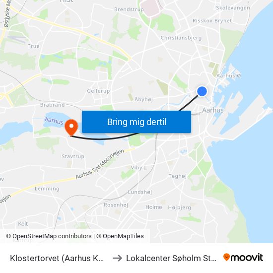 Klostertorvet (Aarhus Kom) to Lokalcenter Søholm Stuen map