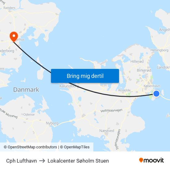 Cph Lufthavn to Lokalcenter Søholm Stuen map